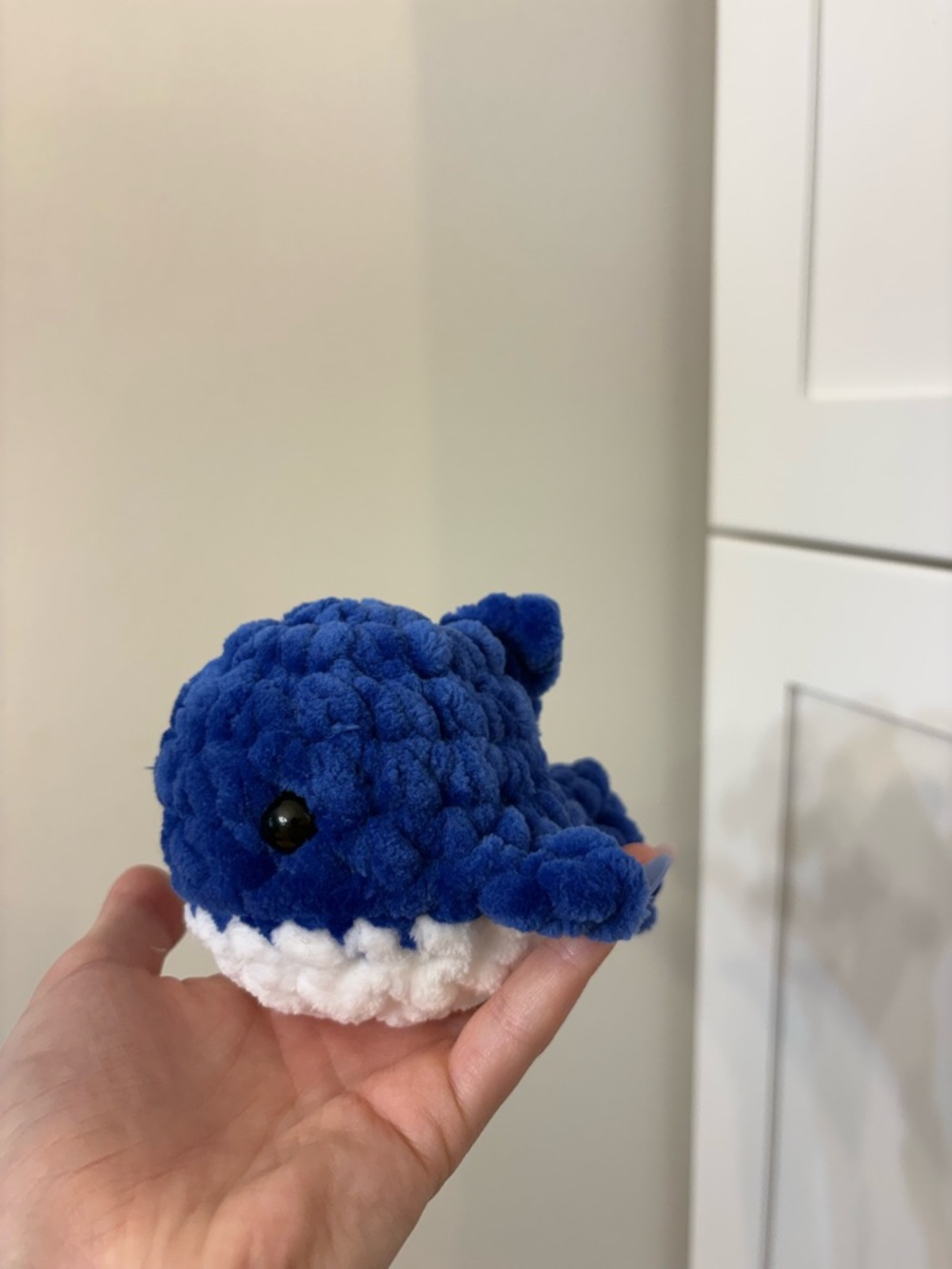 Handmade Plush Blue and White Shark - Soft Fiber Art